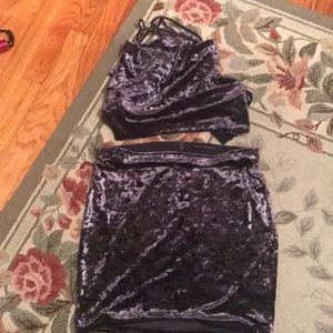 Sexy velvet purple set